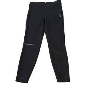 Spanx black skinny distressed pants, size large